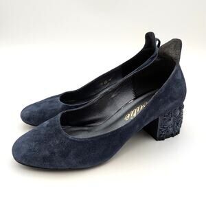 J.Renee Joulie Slip-On Block Heel Pump Round Toe Women's Navy Blue Sz US7.5 EU38